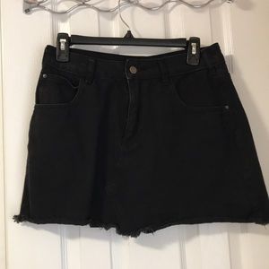Black denim skirt